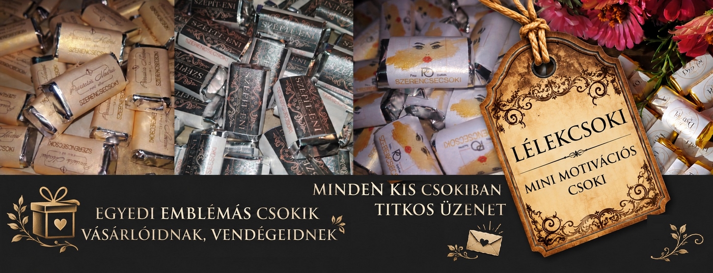 Reklámcsoki, reklámcsokoládé egyedi emblémával Szerencsecsoki lélekcsoki motivációs üzenetekkel