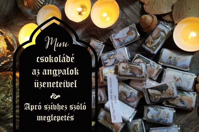 Mini csoki angyali üzenetekkel, őrangyalok üzenetei csokoládéval karácsonyra, szülinapra, névnapra, spirituális ajándékcsomag rendelés