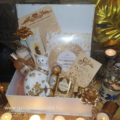 Cicás ajándékcsomag prémium csokoládéval és wellness kozmetikumokkal