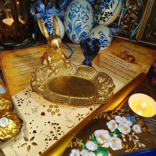 Csokoládé ajándékcsomag nyuszi figurával, ásvánnyal és teával - Bőségteremés, új kezdetek, belső megújulás