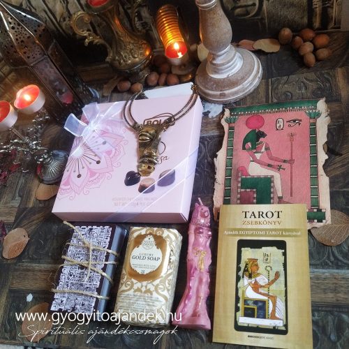 Egyiptomi ajándékcsomag tarot kártyával, bonbonnal - Bastet