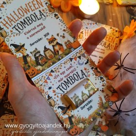   10 db Halloween tombola kártya csokival -  egy kis Halloween játék, cuki erdei állatkák bulija 