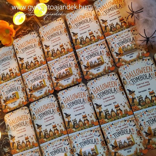 10 db Halloween tombola kártya csokival -  egy kis Halloween játék, cuki erdei állatkák bulija 