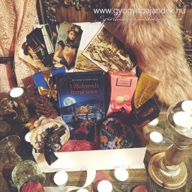   Lillafüredi karácsony ajándékcsomag - Prémium olvasóbox csokoládéval, teával,  pezsgő alakú gyertyával