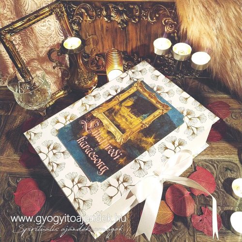 Lillafüredi karácsony ajándékcsomag - Prémium olvasóbox csokoládéval, teával,  pezsgő alakú gyertyával