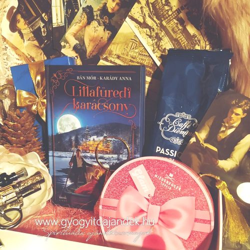 Lillafüredi karácsony luxus ajándékcsomag - Prémium olvasóbox csokoládéval,  marcipán  tortával és kávéval 