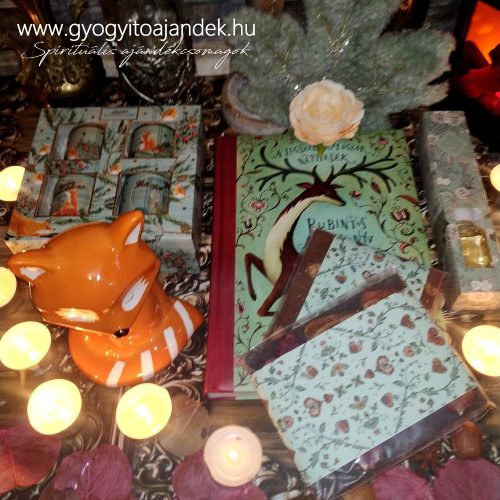 Rubintos mesekönyv ajándékcsomag csokoládéval és róka persellyel