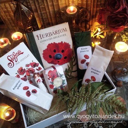 Gyógynövényes ajándékcsomag olvasóbox pipacsos hangulatban