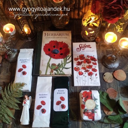 Gyógynövényes ajándékcsomag olvasóbox pipacsos hangulatban
