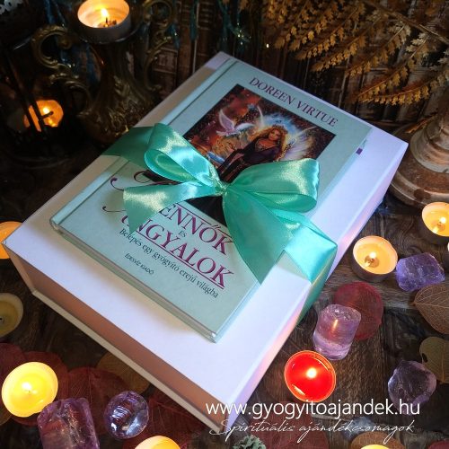 Ajándékcsomag illatokkal, Istennők és angyalok című könyvvel, selfcare box, olvasóbox