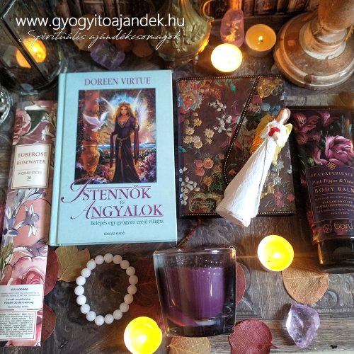 Ajándékcsomag illatokkal, Istennők és angyalok című könyvvel, selfcare box, olvasóbox